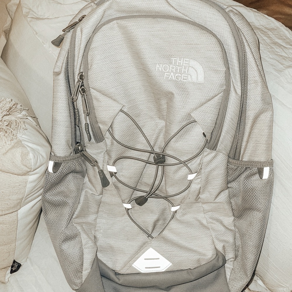 Grey and white air force back pack